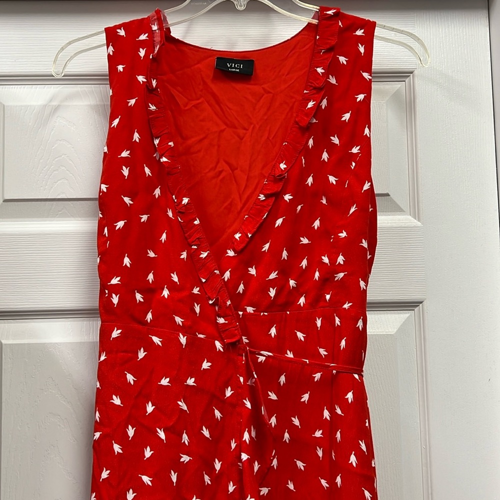 VICI Sleeveless Wrap Dress / Red // Large
